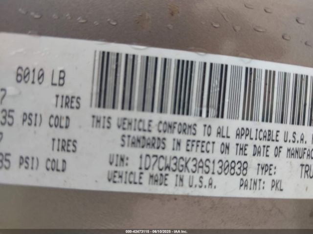 2010 DODGE DAKOTA 1D7CW3GK3AS130838 Photo 8