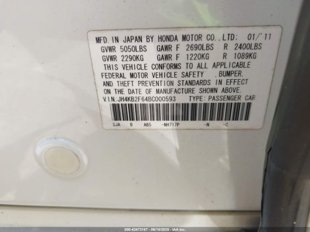 2011 ACURA RL JH4KB2F64BC000593 Photo 8