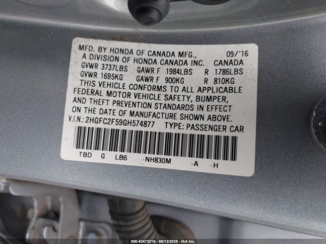 2HGFC2F59GH574877 Honda k20c2