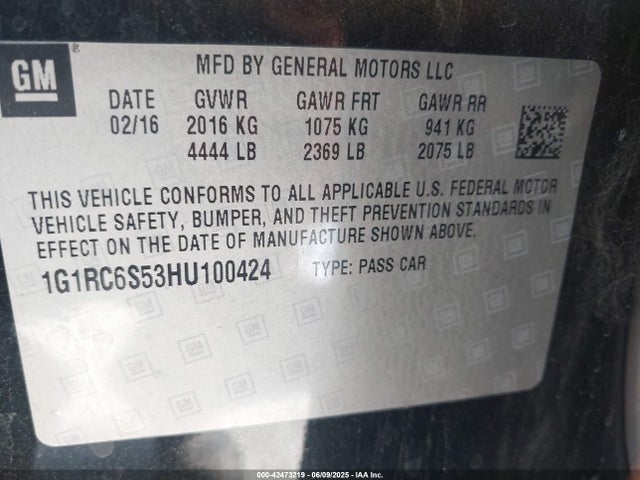 1G1RC6S53HU100424 Chevrolet VOLT LT
