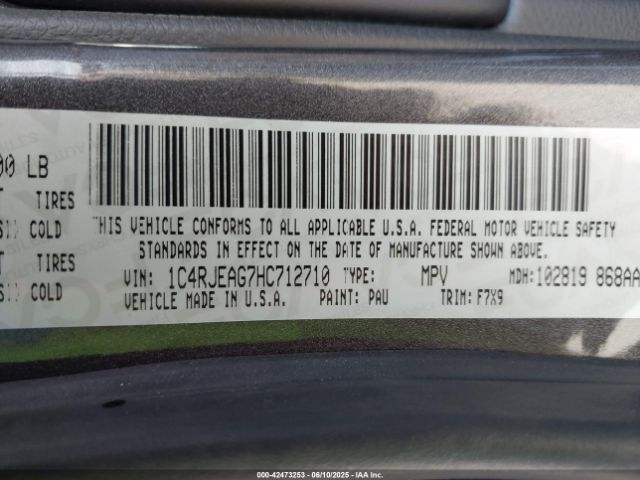 1C4RJEAG7HC712710 Jeep Grand Cherokee Laredo 4x2