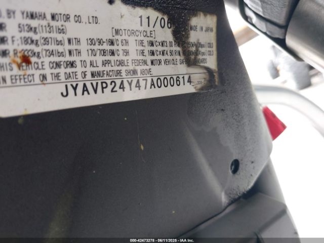 2007 YAMAHA XVS1300 JYAVP24Y47A000614 Photo 9