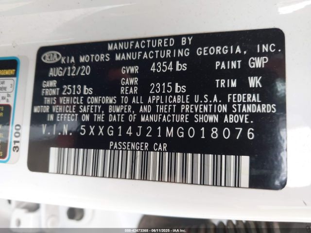 5XXG14J21MG018076 KIA K5 LXS