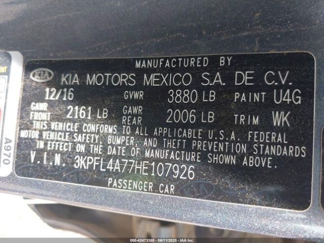 3KPFL4A77HE107926 KIA FORTE S