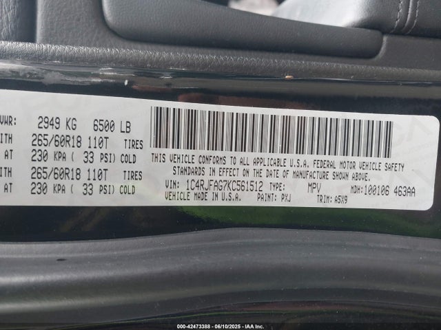 1C4RJFAG7KC561512 Jeep 2019