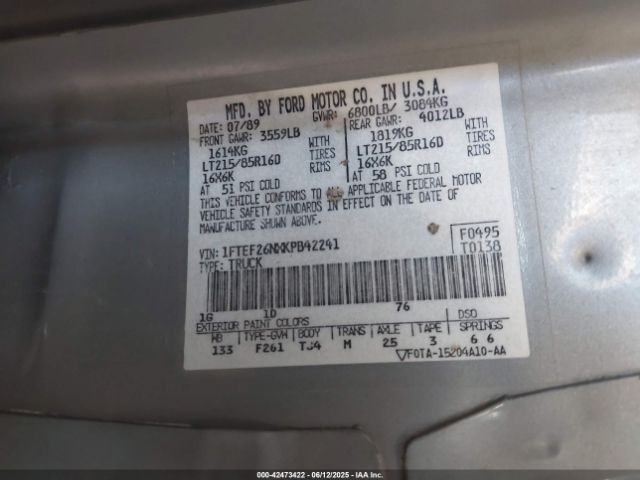 1989 FORD F250 1FTEF26NXKPB42241 Photo 8