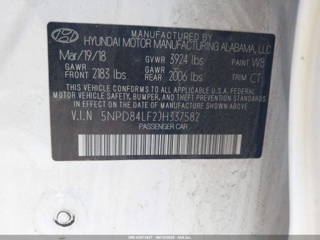 2018 HYUNDAI ELANTRA 5NPD84LF2JH337582 Photo 8