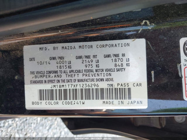 JM1BM1T7XF1236296 Mazda Mazda3 I Sv