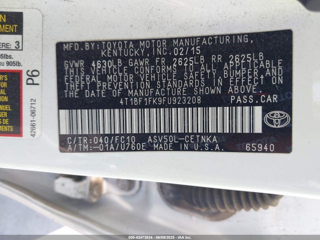 Toyota 2ar-fe 2015 4T1BF1FK9FU923208 Image 9