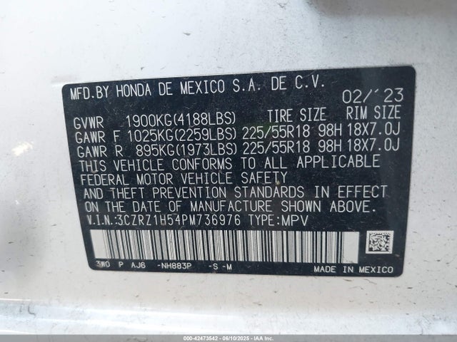 3CZRZ1H54PM736976 Honda k20z5