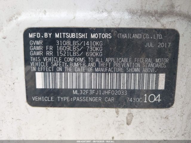 2018 MITSUBISHI MIRAGE G4 ML32F3FJ1JHF02033 Photo 8