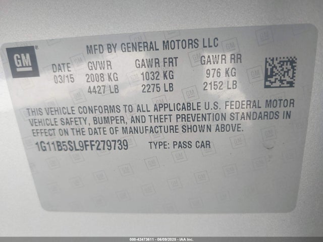 1G11B5SL9FF279739 Chevrolet MALIBU LS