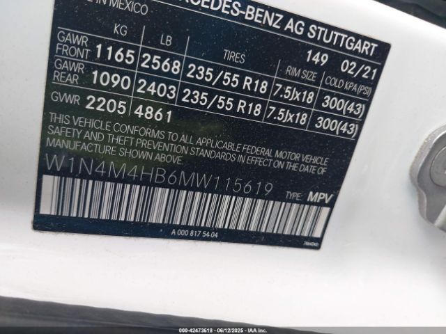 2021 MERCEDES-BENZ GLB 250 W1N4M4HB6MW115619 Photo 8