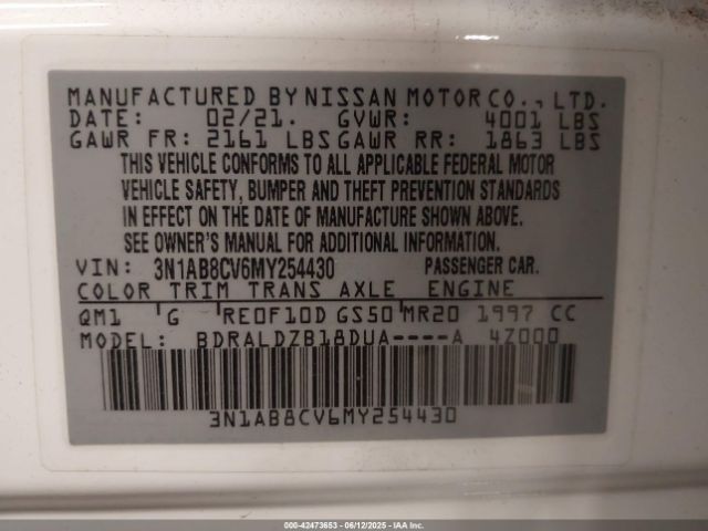 2021 NISSAN SENTRA 3N1AB8CV6MY254430 Photo 8