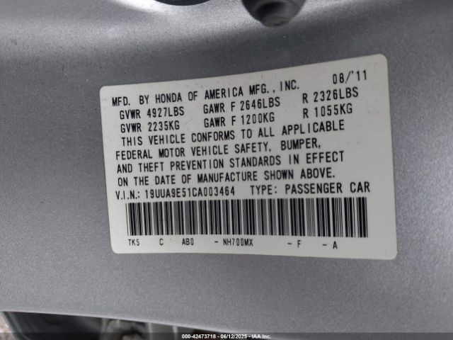 2012 ACURA TL 19UUA9E51CA003464 Photo 8