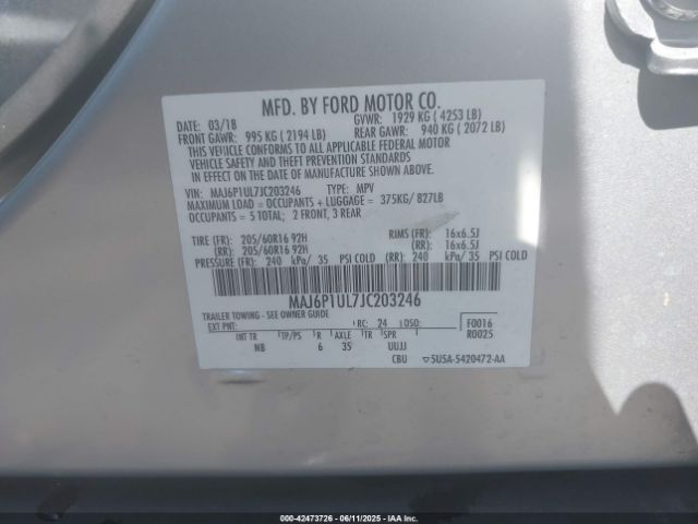 2018 FORD ECOSPORT MAJ6P1UL7JC203246 Photo 8