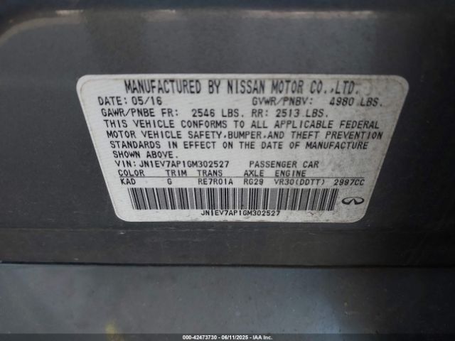 JN1EV7AP1GM302527 Infiniti Q50 3.0t Sport