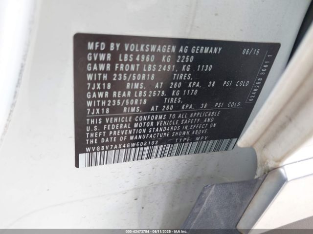 WVGBV7AX4GW508103 Volkswagen TIGUAN SE