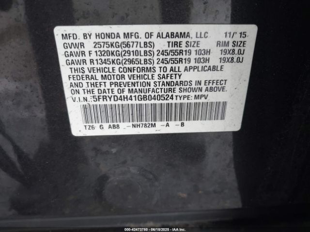 2016 ACURA MDX 5FRYD4H41GB040524 Photo 8