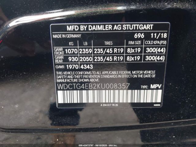 2019 MERCEDES-BENZ GLA 250 WDCTG4EB2KU008357 Photo 8
