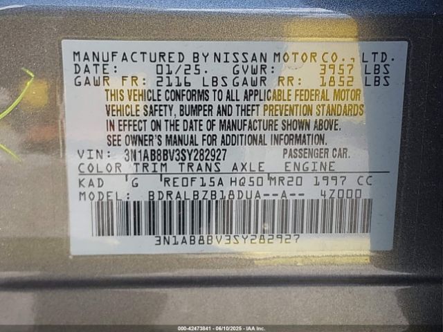 3N1AB8BV3SY282927 Nissan SENTRA S