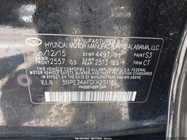 5NPE34AF0FH251166 Hyundai dohc gdi theta-ii