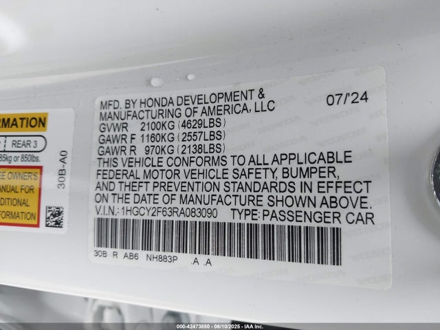 1HGCY2F63RA083090 Honda lfc5