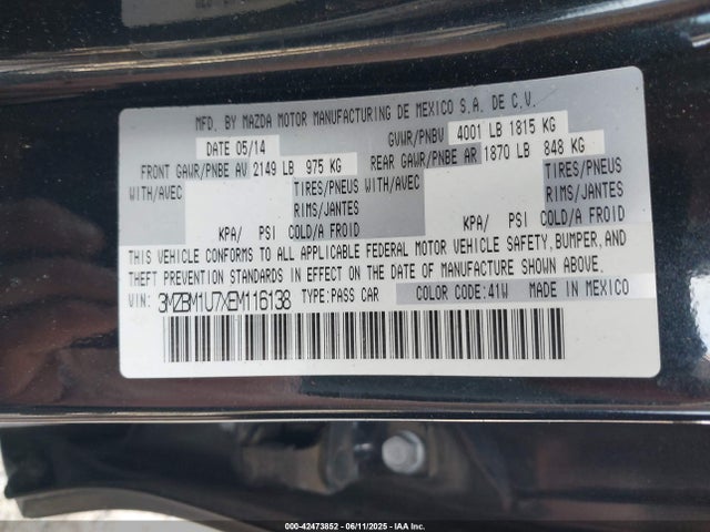3MZBM1U7XEM116138 Mazda pe