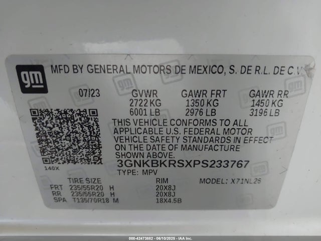 3GNKBKRSXPS233767 Chevrolet lgx