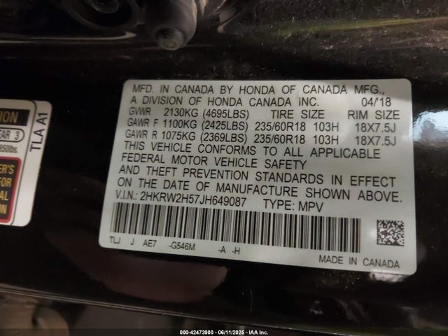 2HKRW2H57JH649087 Honda l15be