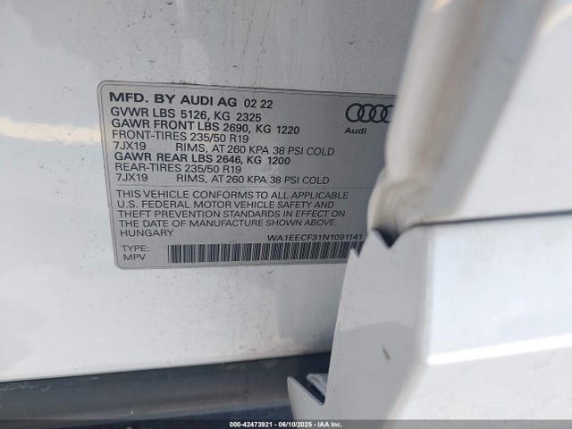 2022 AUDI Q3 WA1EECF31N1091141 Photo 8