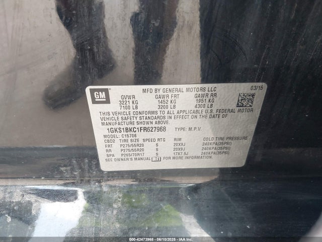 1GKS1BKC1FR627968 GMC l83 - vvt, active fuel management, aluminum