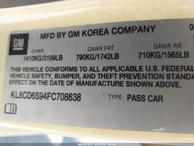 KL8CD6S94FC708638 Chevrolet Spark 1lt Cvt
