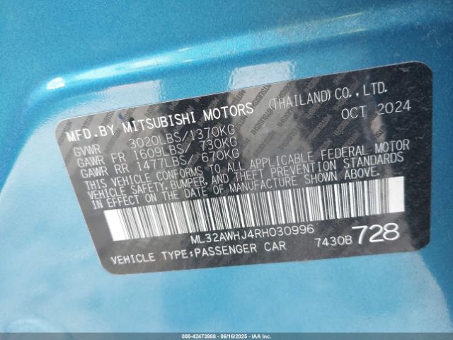 2024 MITSUBISHI MIRAGE ML32AWHJ4RH030996 Photo 8