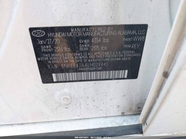 2020 HYUNDAI SONATA 5NPEL4JA4LH029441 Photo 8