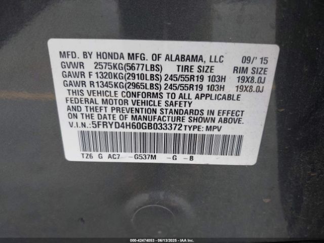 2016 ACURA MDX 5FRYD4H60GB033372 Photo 8