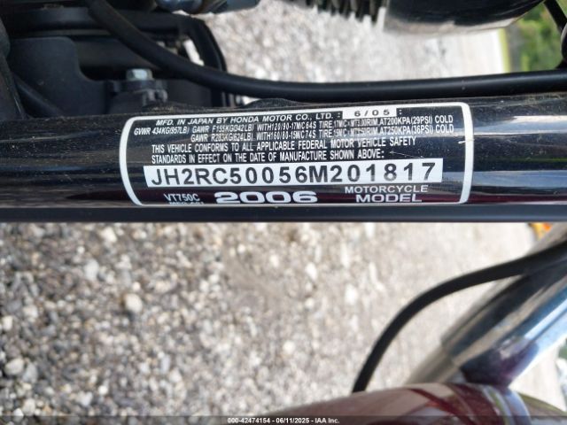 2006 HONDA VT750 JH2RC50056M201817 Photo 9
