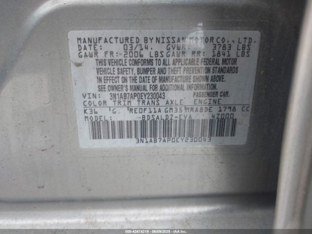 3N1AB7AP0EY230043 Nissan SENTRA SV