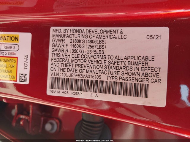 19UUB5F53MA015105 Acura k20c6