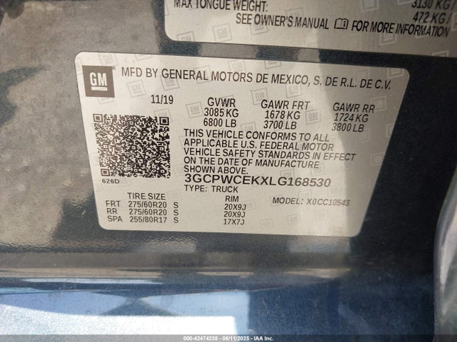 3GCPWCEKXLG168530 Chevrolet l3b - sidi, vvt, alum