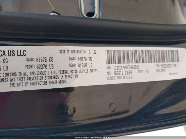 1C3CDFAA0FD403803 Dodge 2015