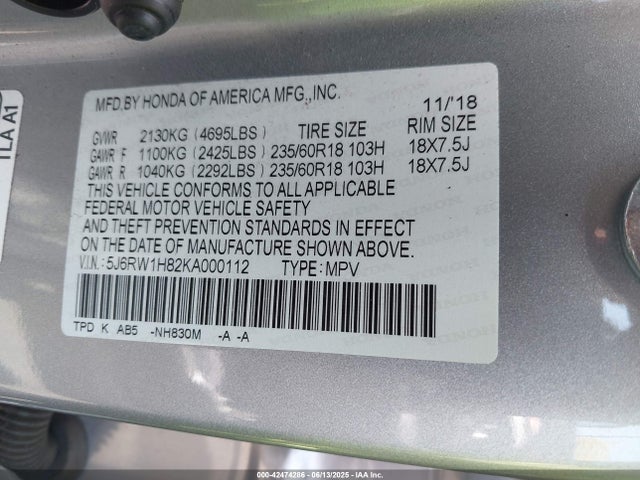 5J6RW1H82KA000112 Honda l15be