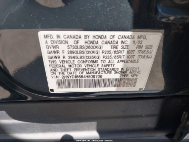 2004 ACURA MDX 2HNYD18664H509706 Photo 8