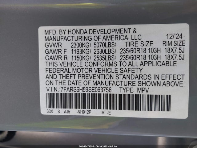 Honda lfc3 2025 7FARS6H59SE063756 Image 9