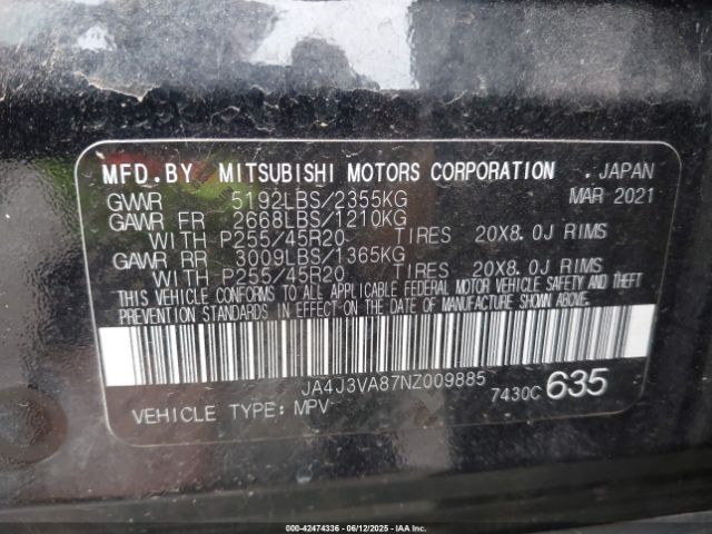 2022 MITSUBISHI OUTLANDER JA4J3VA87NZ009885 Photo 8