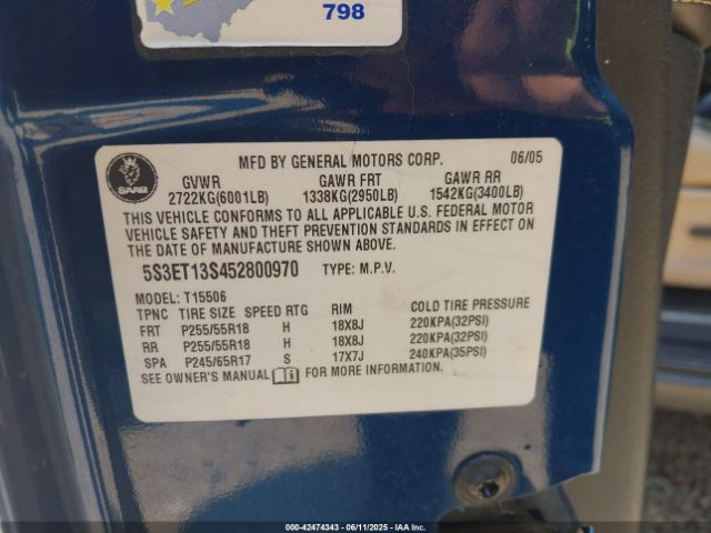 2005 SAAB 9-7X 5S3ET13S452800970 Photo 8