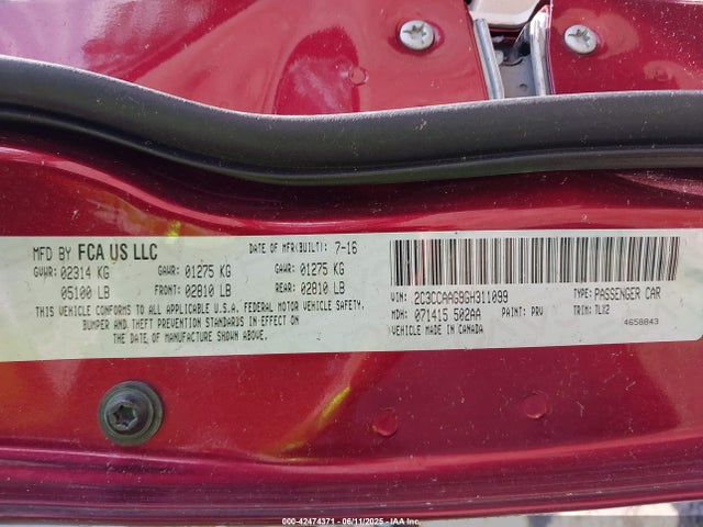 Chrysler 300 2016 2C3CCAAG9GH311099 Image 9