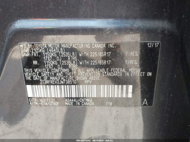 2T3RFREV2JW738510 Toyota Rav4 Adventure/xle