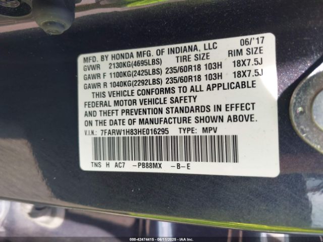 2017 HONDA CR-V 7FARW1H83HE016295 Photo 8