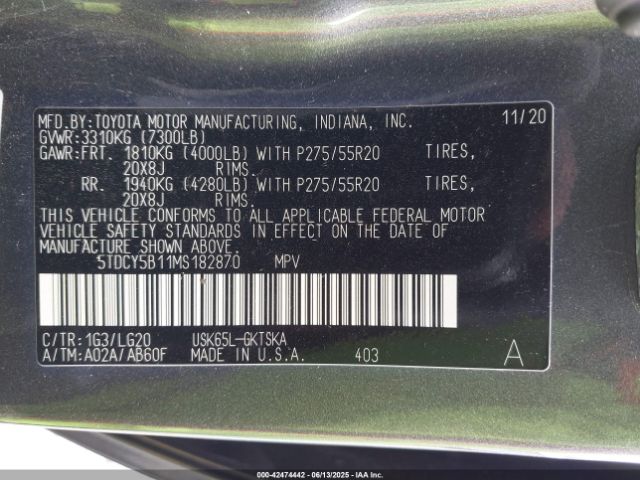 2021 TOYOTA SEQUOIA 5TDCY5B11MS182870 Photo 8